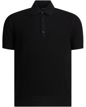 Tom Ford Short-Sleeved Knitted Polo Shirt - Black