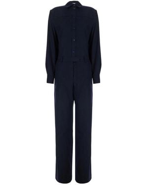 Pt Pantaloni Button-Up Long-Sleeve Jumpsuit - Blue