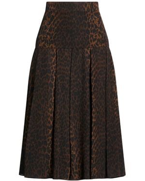 Balenciaga Leopard-Print Pleated Skirt - Brown