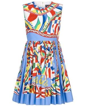 Dolce & Gabbana Carretto Printed Sleeveless Mini Dress - White