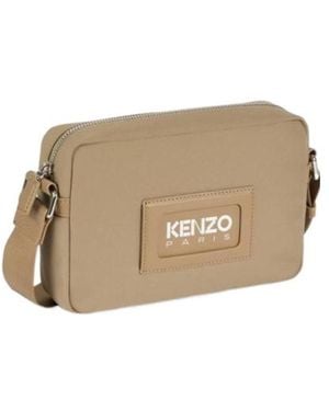 KENZO Logo Patch Shoulder Bag - Natural