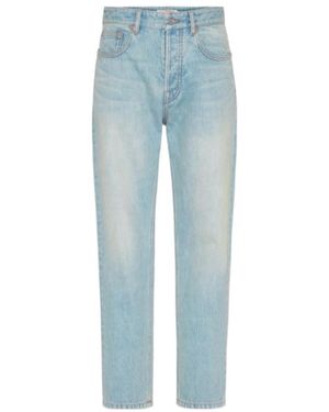 Valentino Logo Patch Mid-Rise Jeans - Blue