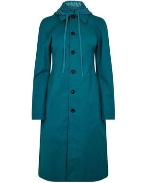 Bottega Veneta Long Hooded Trench Coat - Blue