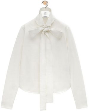 Loewe Bow Detailed Denim Shirt - White