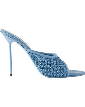 Paris Texas Square Toe Woven High Heel Sandals - Blue