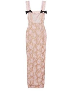 Alessandra Rich Ruffled Cotton-Blend Lace Maxi Dress - Pink