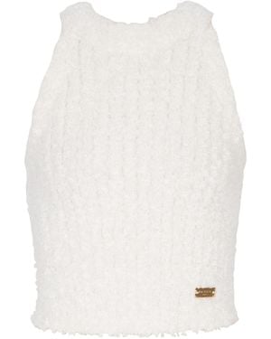 Balmain Round Neck Sleeveless Vest - White