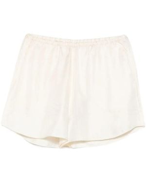 TOTEME Monogram-Embroidered Silk Shorts - White