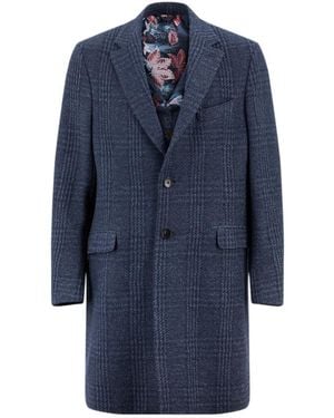 Etro Plaid Jacquard Mid-Length Suit Jacket - Blue