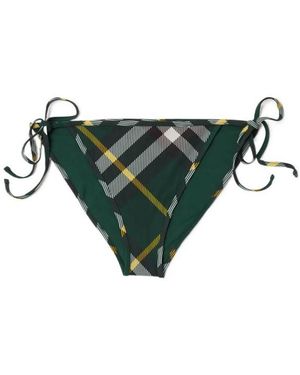 Burberry Checked Side-Tied Bikini Bottoms - Green