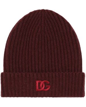 Dolce & Gabbana English Rib Knit Hat - Red