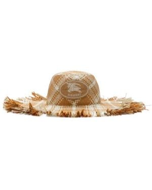 Burberry Knight Stamp Raffia-Effect Sun Hat - Metallic