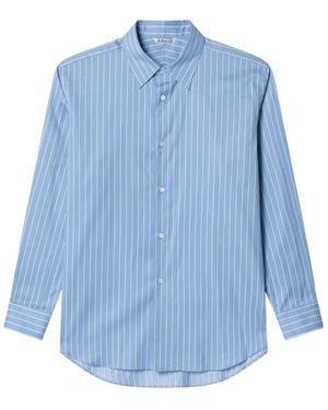 AURALEE Light Striped Cotton And Silk Shirt - Blue