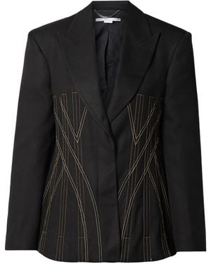 Stella McCartney Topstitched Grained Suit Jacket - Black