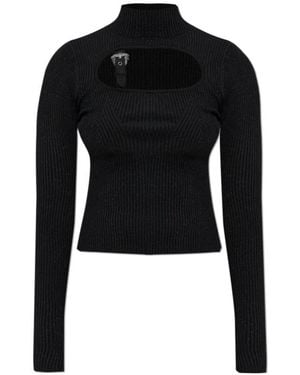 Versace Jeans Couture Buckle-Detail Ribbed Jumper - Black