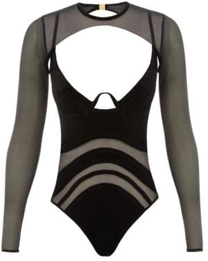 Zimmermann Mesh-Insert Velvet Bodysuit - Black