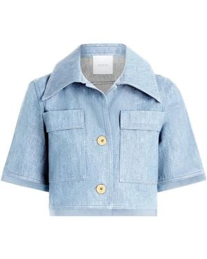 Patou Button-Up Short-Sleeved Jacket - Blue