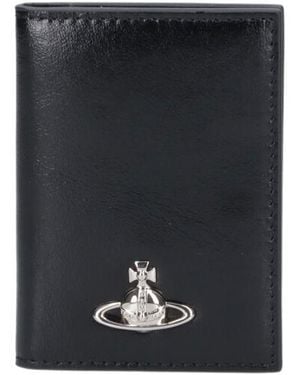 Vivienne Westwood Orb-Plaque Leather Wallet - Black