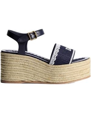 Dior Dentelle Wedge Sandal - Blue
