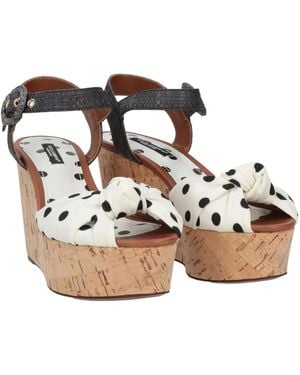 Dolce & Gabbana Straw Wedge Sandals - Metallic