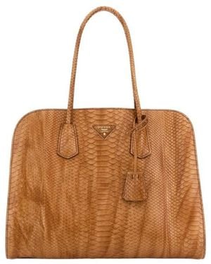 Prada Logo Tote Bag - Brown