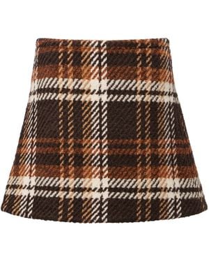 Patou Plaid Mini Skirt - Brown