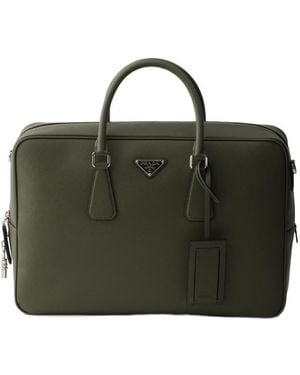Prada Saffiano Leather Work Bag - Green