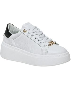 Twinset Contrasting-Heel Leather Sneakers - White