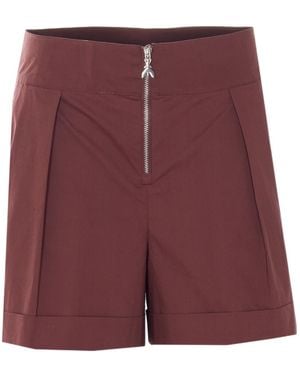 Patrizia Pepe Pleated Zip-Front Shorts - Purple