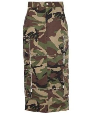 Vetements Camouflage Cotton Cargo Midi Skirt - Green