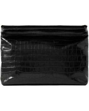Nili Lotan Jerry Croc-Effect Leather Clutch - Black