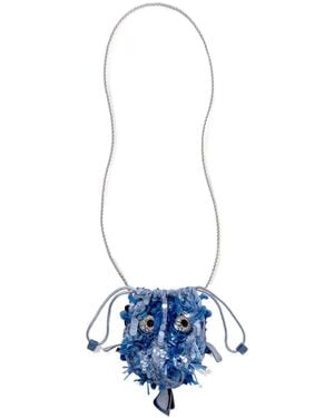 Anya Hindmarch Embellished Leather-Trimmed Satin Shoulder Bag - White