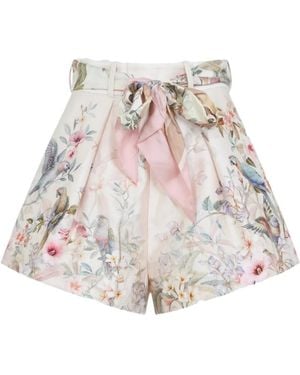 Zimmermann Rebellion Printed Tuck Shorts - White