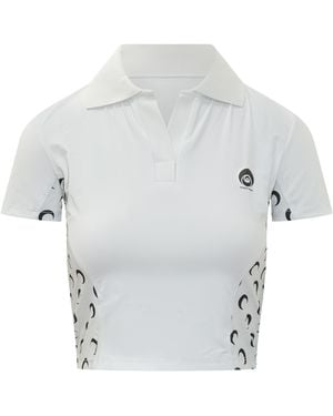 Marine Serre Short Sleeve Printed Polo Shirt - Gray