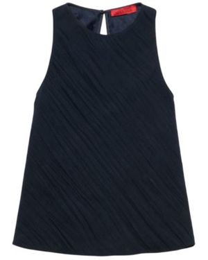 MAX&Co. Crinkled Envers-Satin Top - Blue