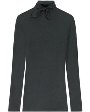 Lemaire Neck-Tie Long-Sleeve Top - Black