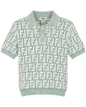 Fendi Short-Sleeved Knit Polo Shirt - Blue