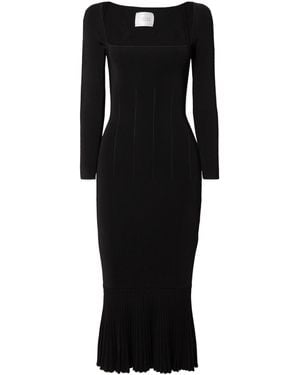 Galvan London Ribbed-Knit Midi Dress - Black