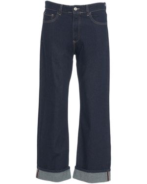 ICON DENIM Denim Trousers With Belt Loops - Blue