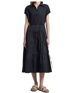 Peserico Short-Sleeved Belted Midi Dress - Blue