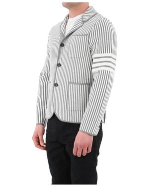 Thom Browne Striped Cotton Blazer - Gray