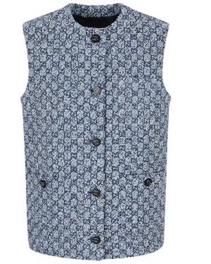 Gucci Monogrammed Tweed Vest - Blue