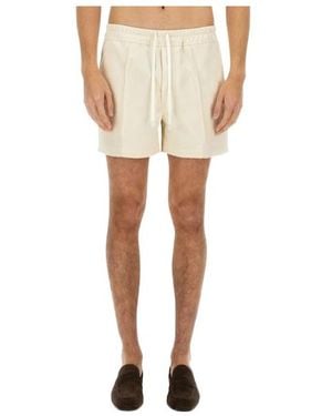 Tom Ford Pleat Detailed Drawstring Shorts - Natural