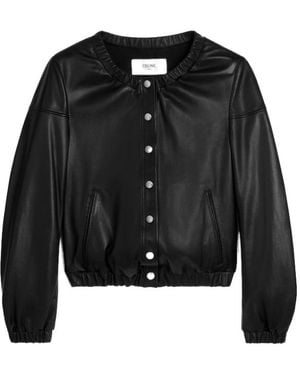 Celine Long-Sleeved Leather Jacket - Black