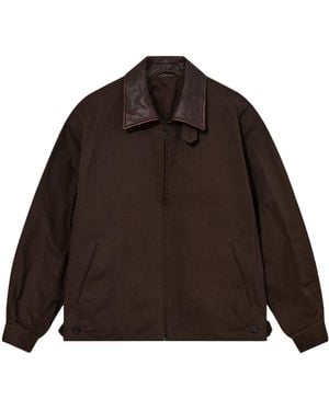 Ssstein Lapel Zip-Up Jacket - Brown