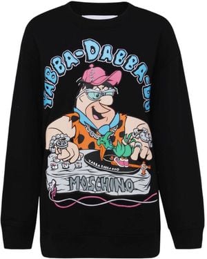 Moschino Graphic-Printed Ribbed Hem Sweatshirt - Blue