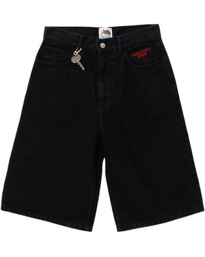 Carne Bollente Heart-Embroidery Shorts - Black