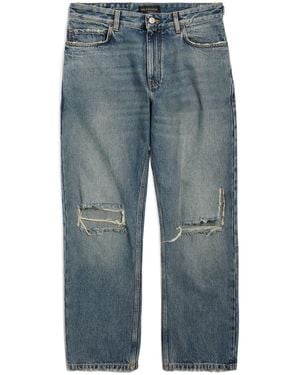 Balenciaga Distressed Straight-Leg Jeans - Blue