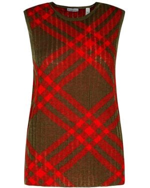 Burberry 'Check' Dark Nylon Blend Vest - Red