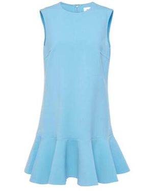 Oscar de la Renta Ruffle-Trimmed Wool-Blend Minidress - Blue